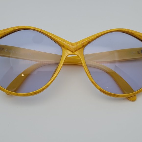 Christian Dior 2224 40 Yellow Tiger Stripe Rhinestone Frame Blue Lens Sunglasses main image 3